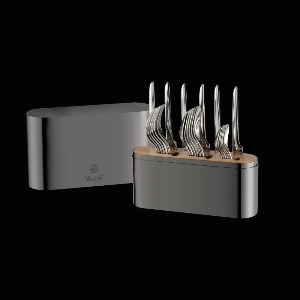Christofle Black Stainless Steel Case - 24-piece stainless steel (sold empty)