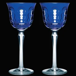 Christofle Blue Crystal White Wine Glass - Set of 2