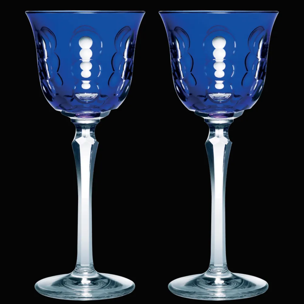 Christofle Blue Crystal White Wine Glass - Set of 2