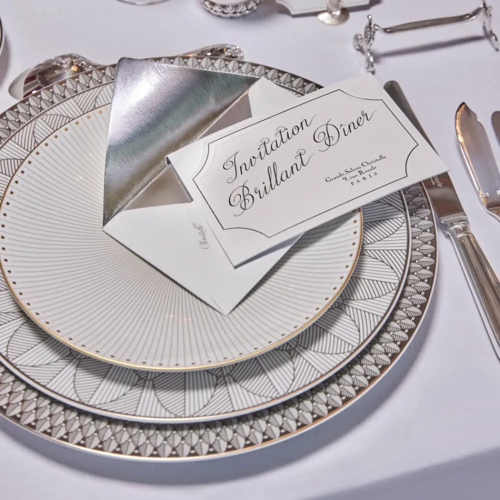 Christofle Dessert Plate Porcelain Gold