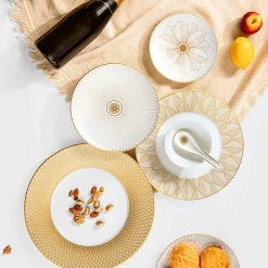 Christofle Dinner Porcelain Plate Gold Finish
