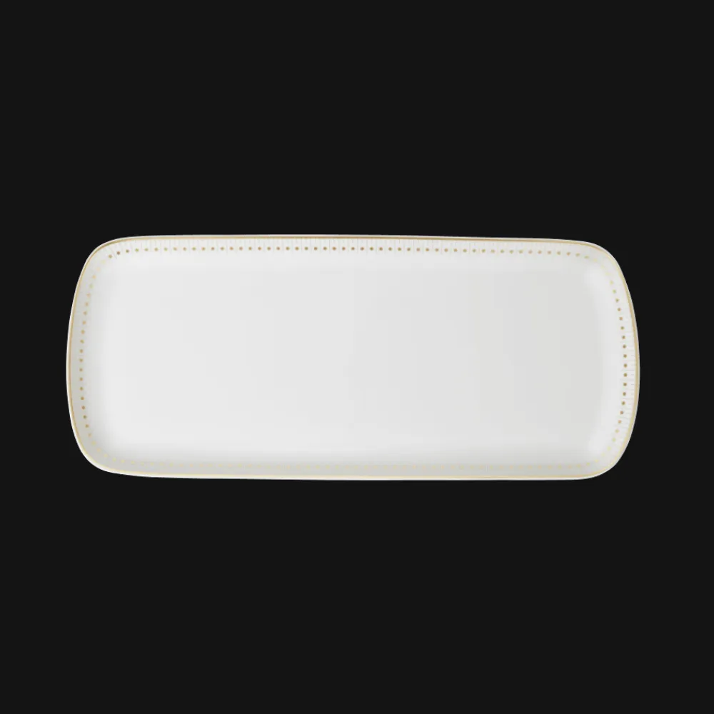 Christofle Gold Finish Porcelain Cake Platter - 15 x 6 in