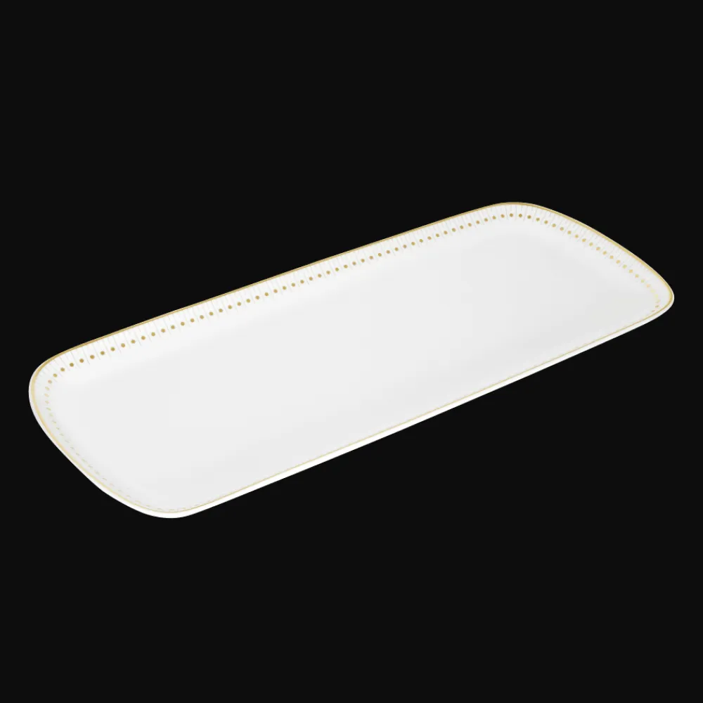 Christofle Gold Finish Porcelain Cake Platter - 15 x 6 in