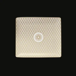 Christofle Gold Finish Porcelain Rectangular Tray - 7 x 6 in