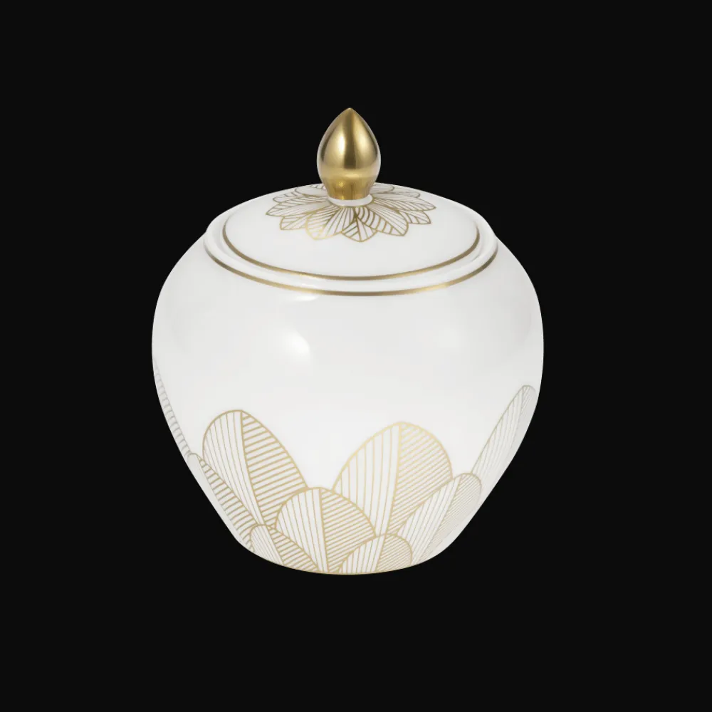 Christofle Gold Finish Porcelain Sugar Bowl