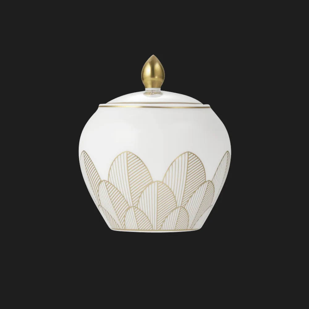 Christofle Gold Finish Porcelain Sugar Bowl