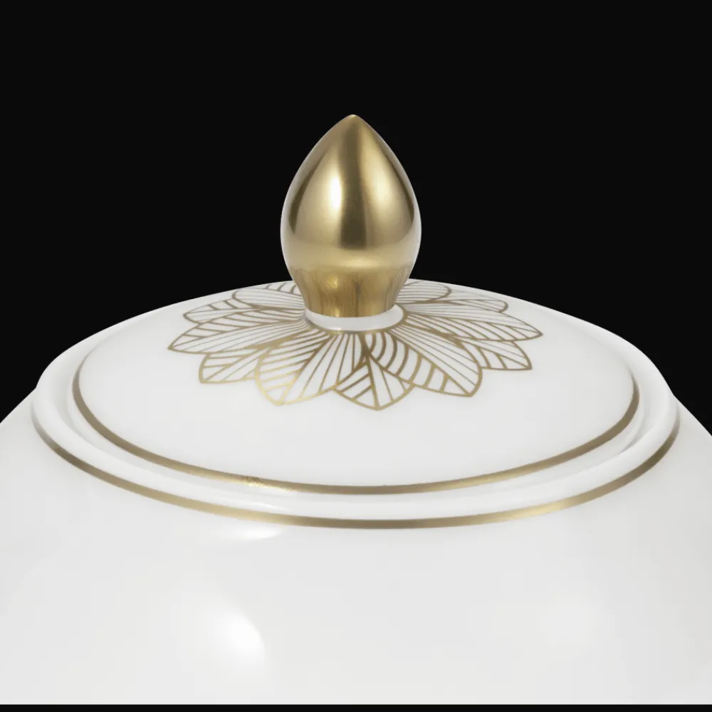Christofle Gold Finish Porcelain Sugar Bowl