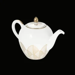 Christofle Gold Porcelain Round Teapot - 50 oz
