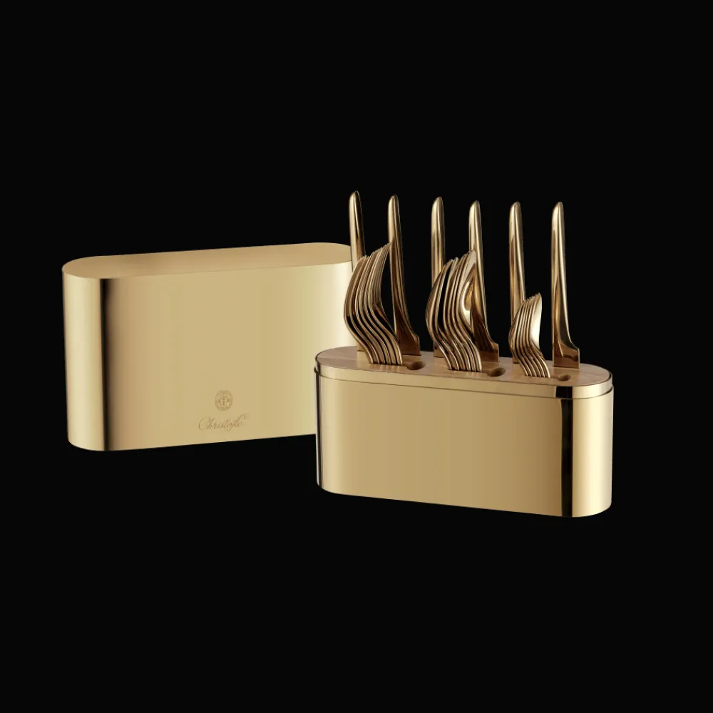 Christofle Gold Stainless Steel Case - 24-piece stainless steel (sold empty)