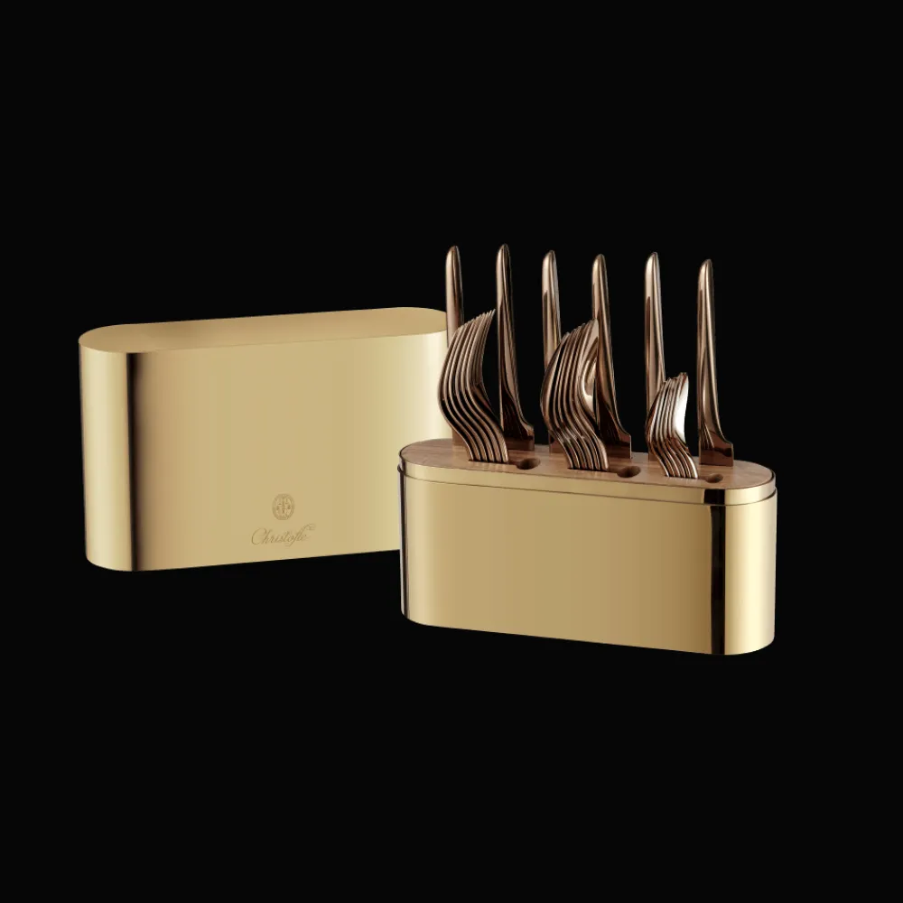 Christofle Gold Stainless Steel Case - 24-piece stainless steel (sold empty)