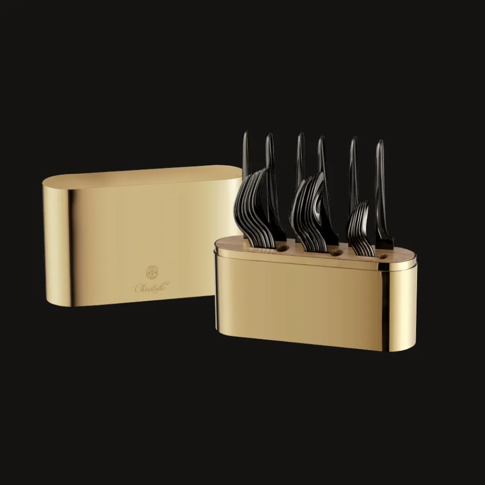 Christofle Gold Stainless Steel Case - 24-piece stainless steel (sold empty)