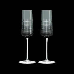 Christofle Grey Crystal Flutes - Set of Two
