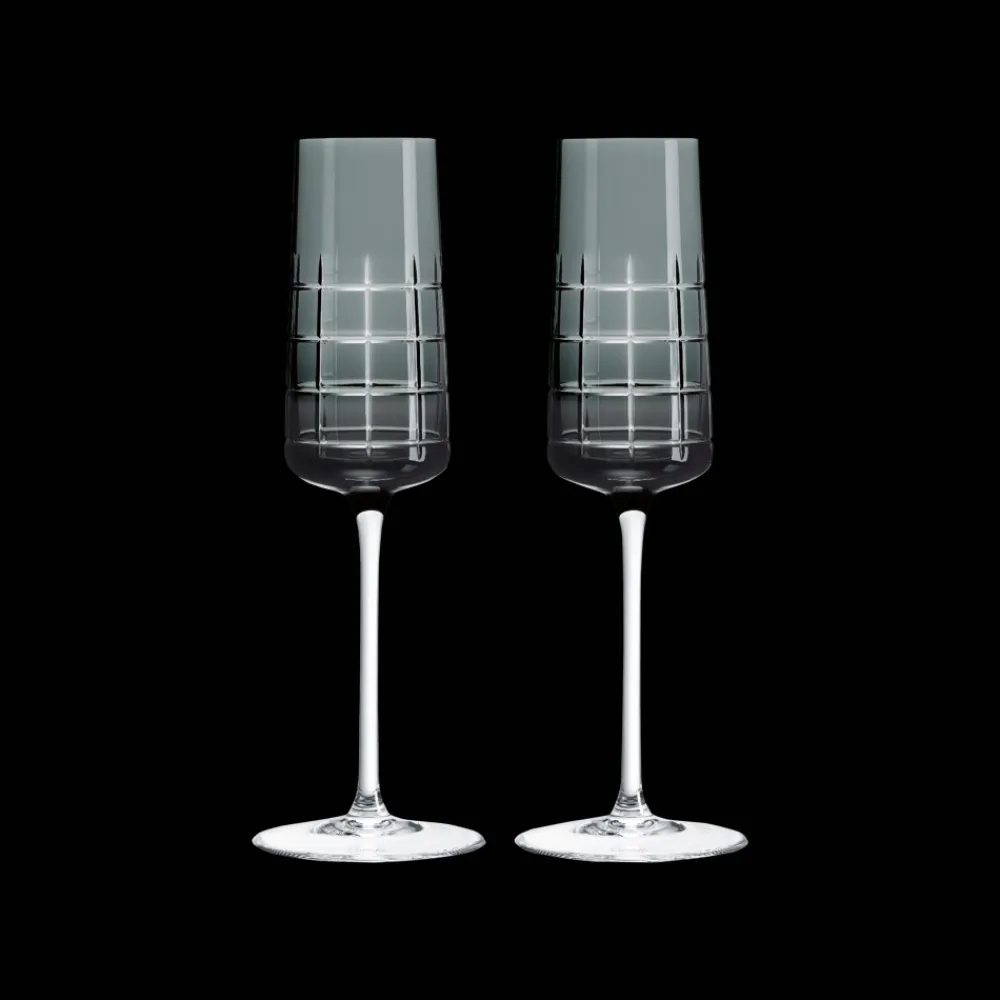 Christofle Grey Crystal Flutes - Set of Two