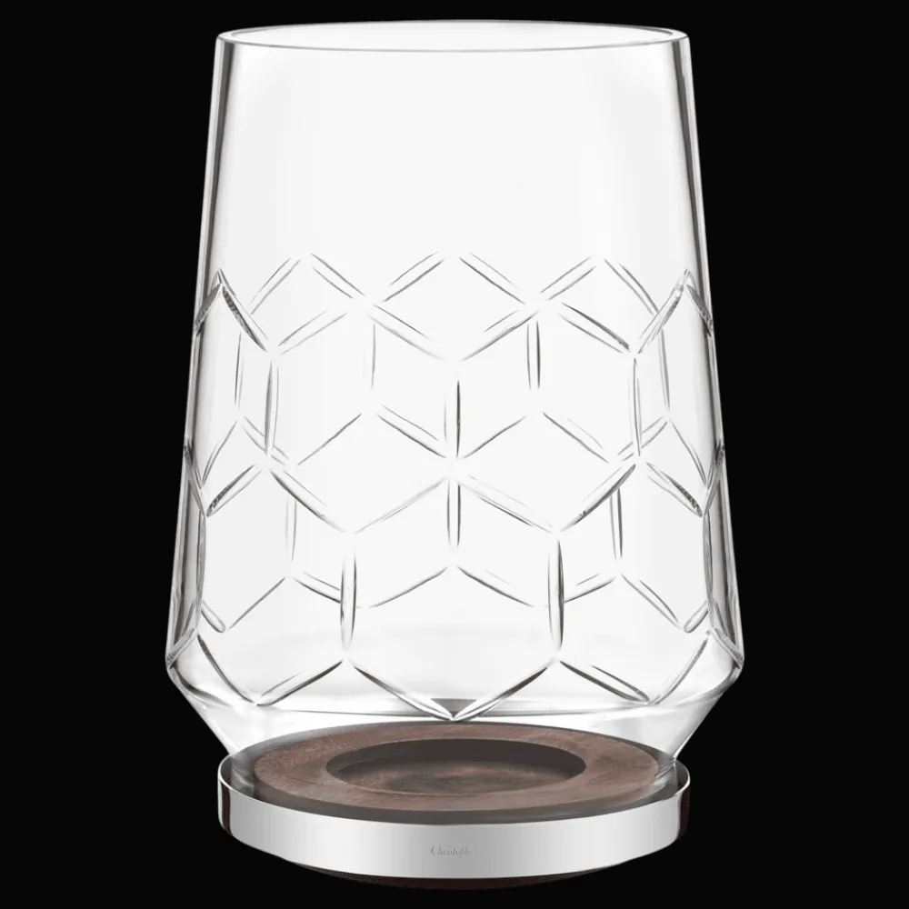 Christofle Madison 6 Glass, Wood And Silver-Plated Hurricane