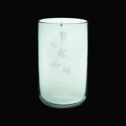 Christofle Medium Green Glass Vase With Silver-Plated Ornament