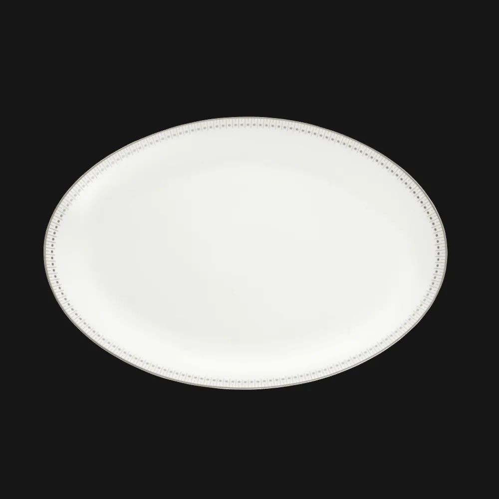 Christofle Platinum Finish Oval Porcelain Platter - 15 in