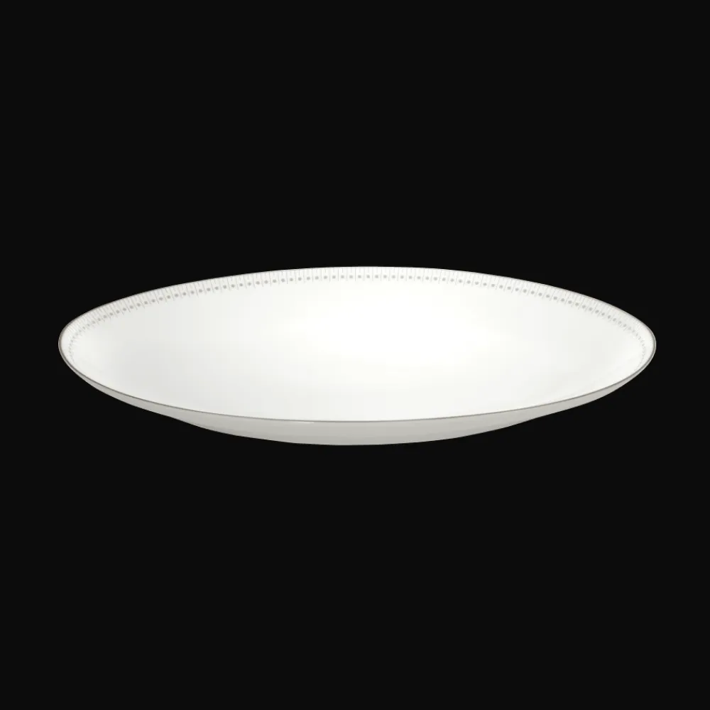 Christofle Platinum Finish Oval Porcelain Platter - 15 in