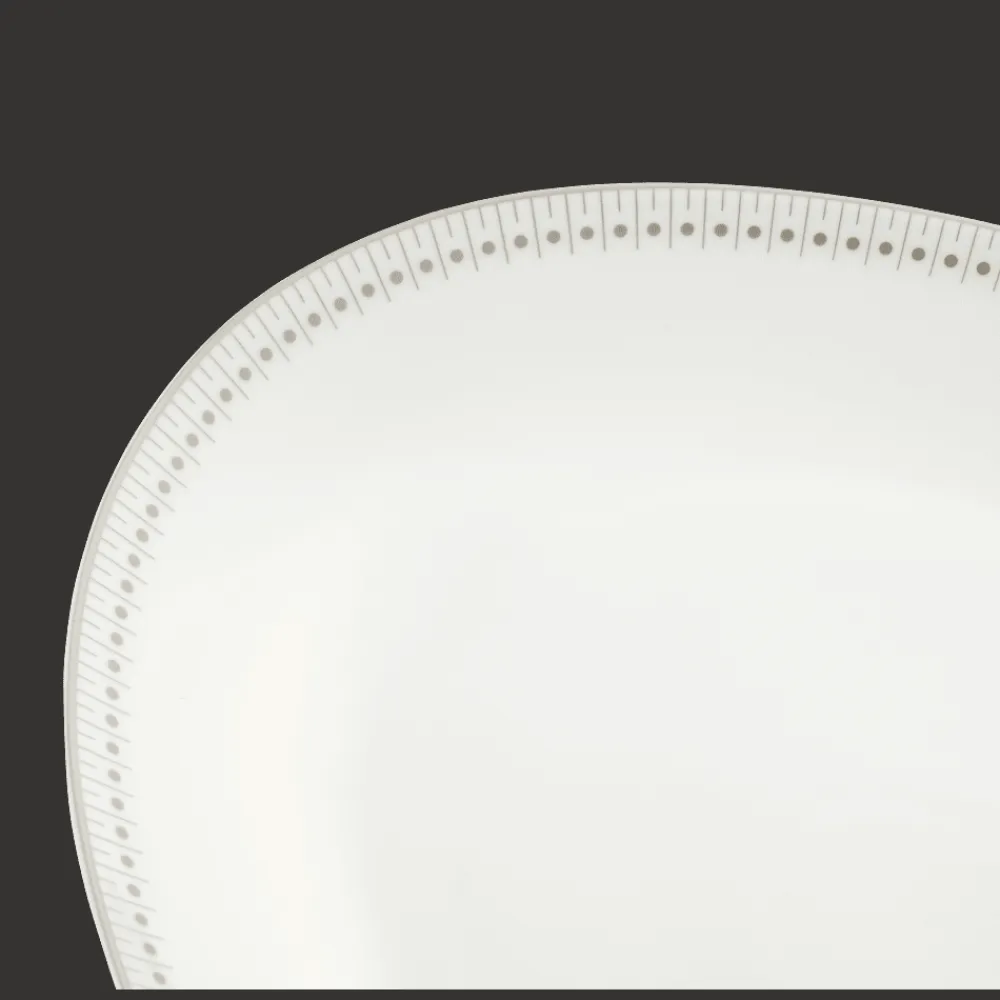 Christofle Platinum Finish Oval Porcelain Platter - 15 in
