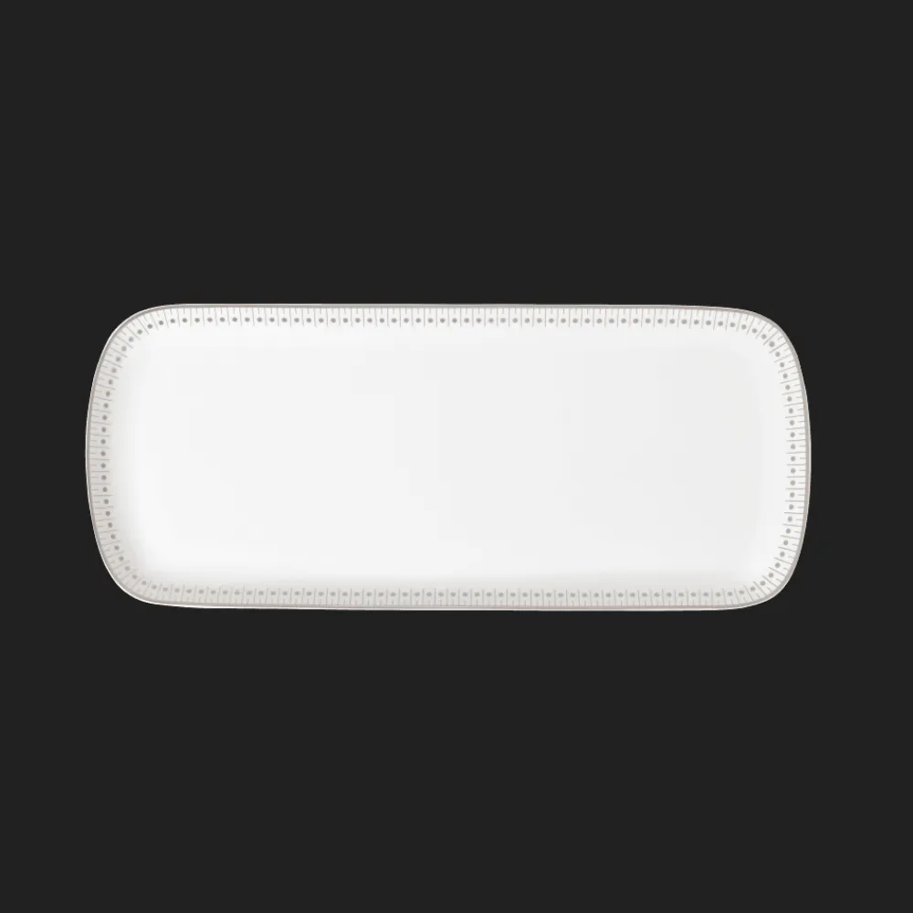 Christofle Platinum Finish Porcelain Cake Platter - 15 x 6 in