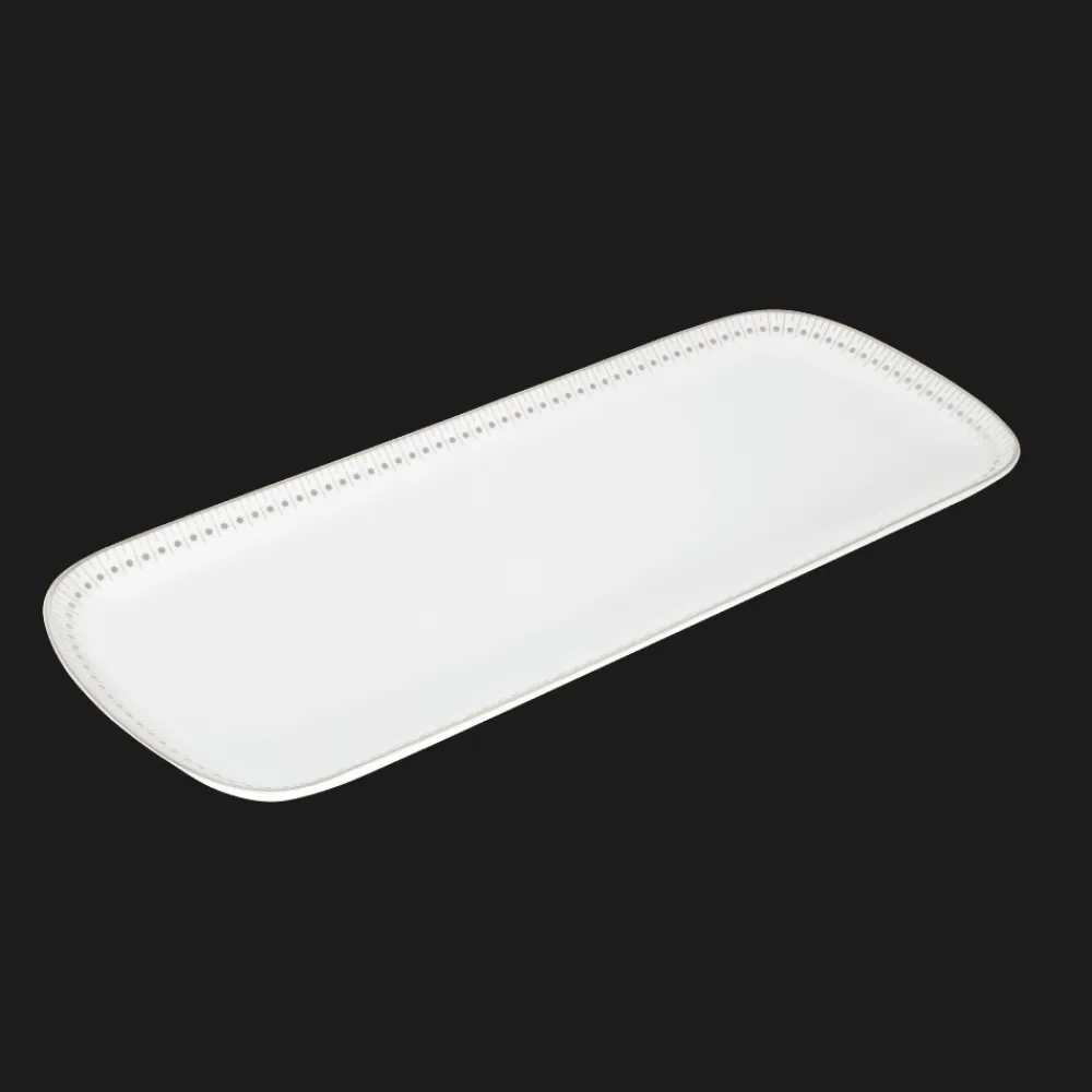 Christofle Platinum Finish Porcelain Cake Platter - 15 x 6 in