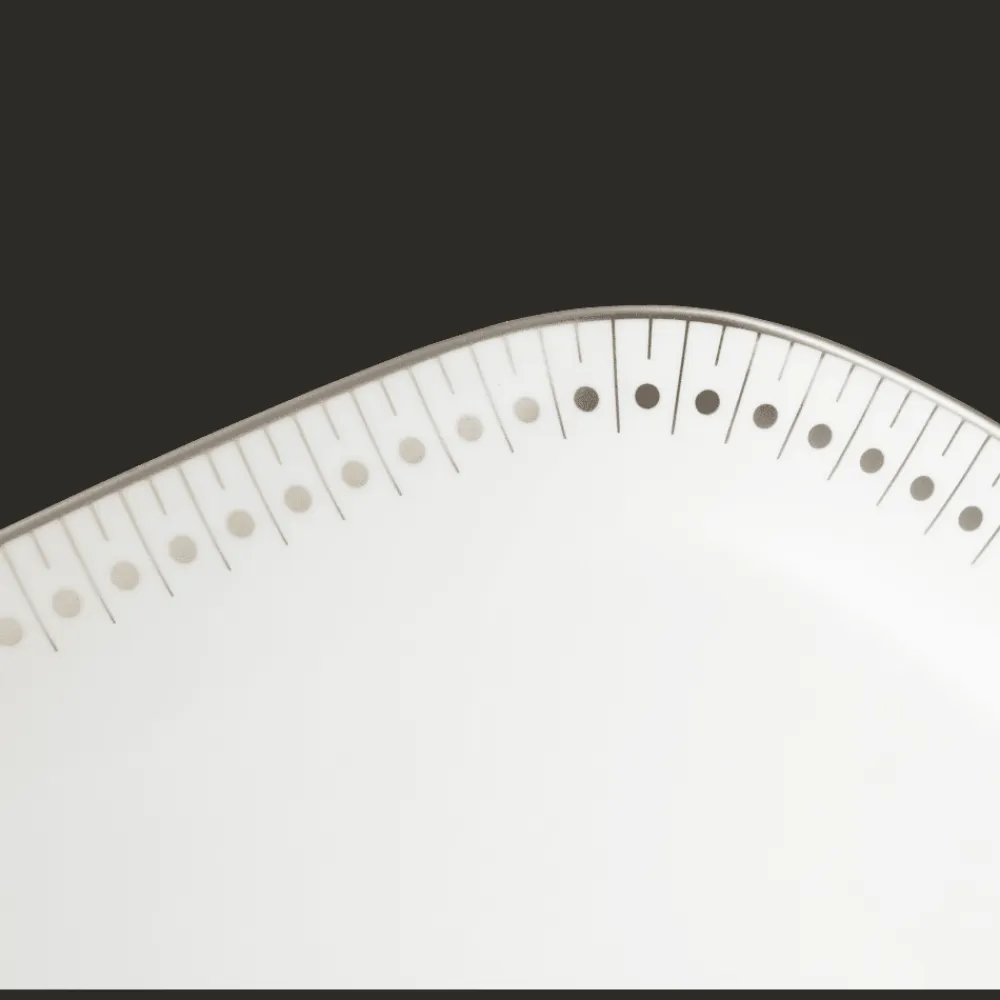 Christofle Platinum Finish Porcelain Cake Platter - 15 x 6 in