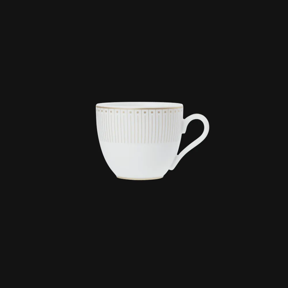 Christofle 2 Porcelain Coffee Cup and Saucers Gold Finish
