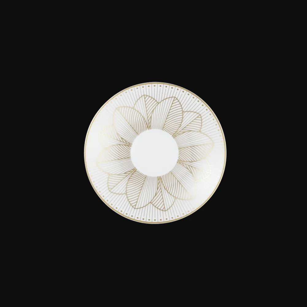 Christofle 2 Porcelain Coffee Cup and Saucers Gold Finish
