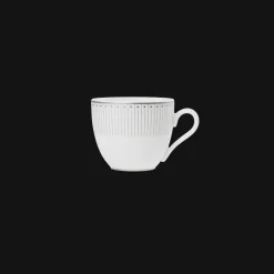Christofle 2 Porcelain Coffee Cup and Saucers Platinum Finish