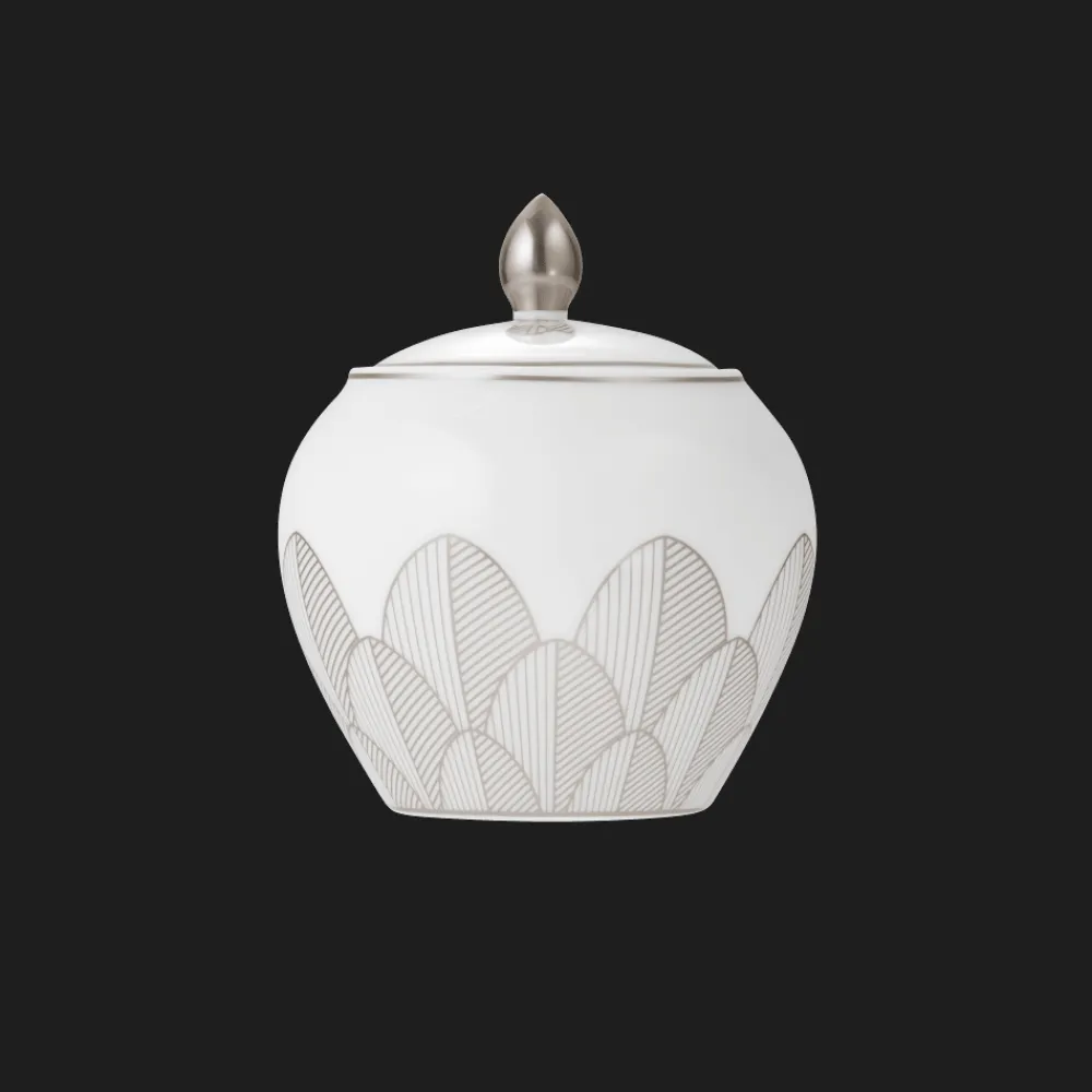 Christofle Porcelain Covered Sugar Bowl 30cl Platinum Finish