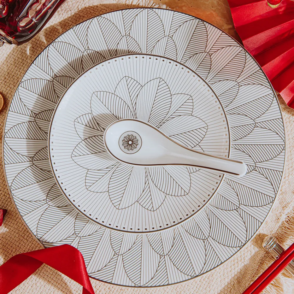 Christofle Porcelain Dinner plate Platinum Finish