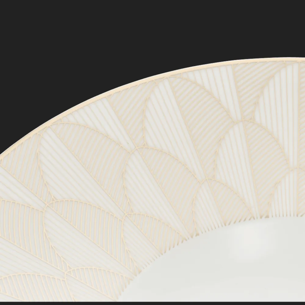 Christofle Porcelain Large Rim Plate Gold Finish