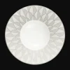 Christofle Porcelain Large Rim Plate Platinum Finish