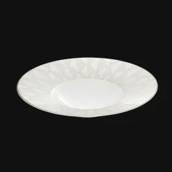 Christofle Porcelain Large Rim Plate Platinum Finish