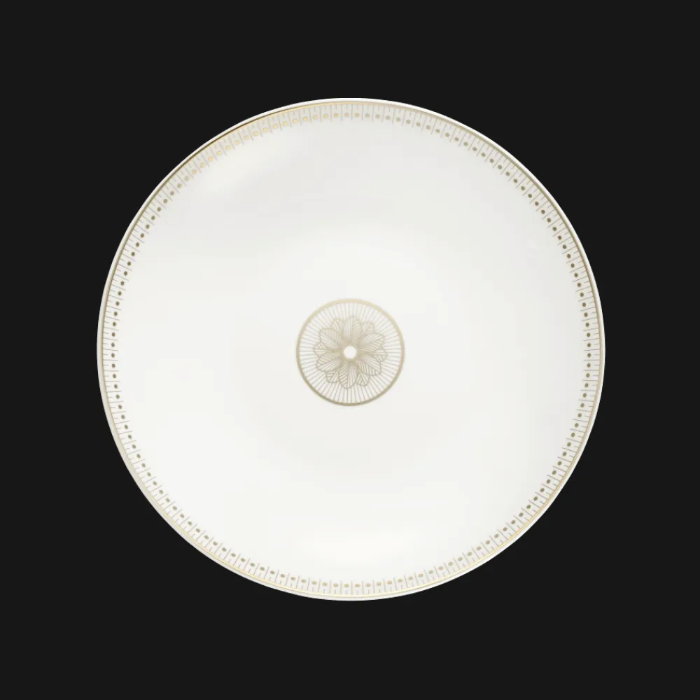 Christofle Porcelain Open Vegetable Dish Gold Finish