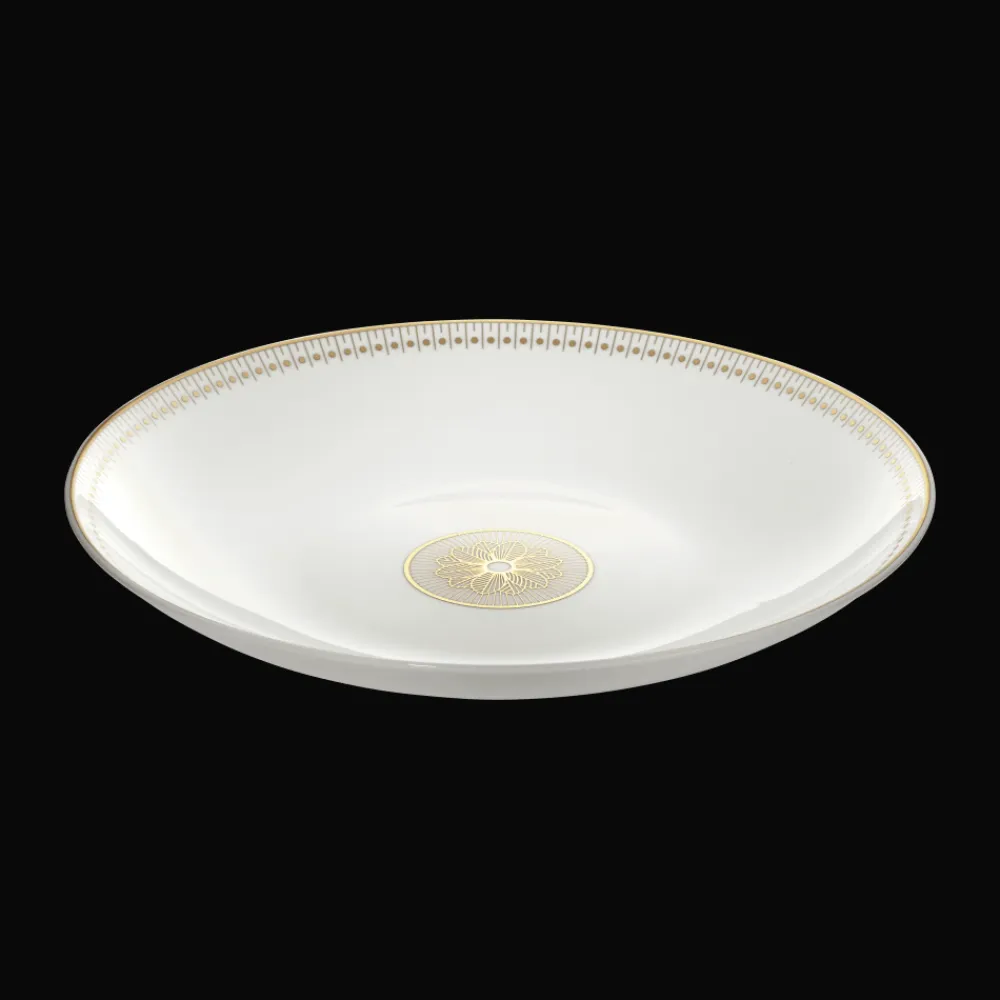 Christofle Porcelain Open Vegetable Dish Gold Finish