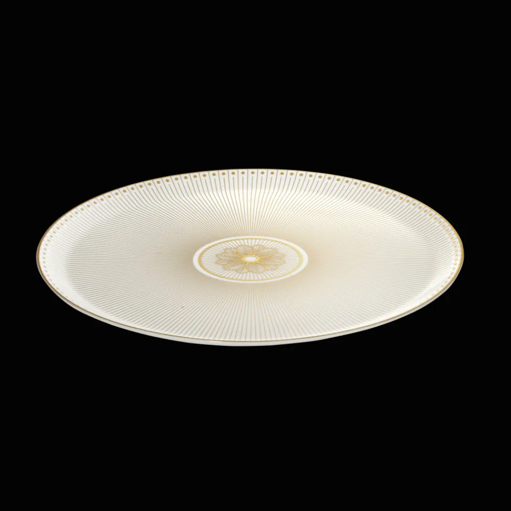 Christofle Porcelain Pie Dish Gold Finish
