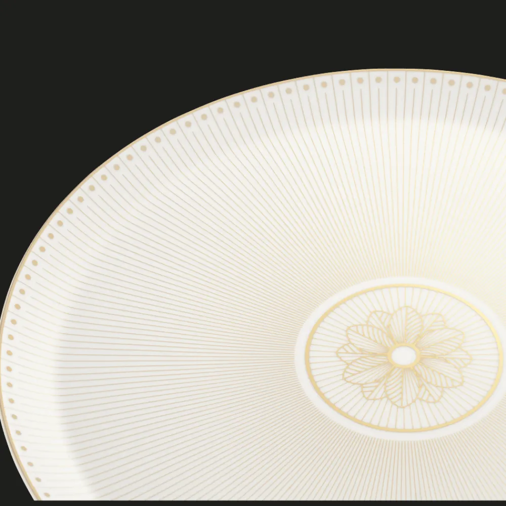Christofle Porcelain Pie Dish Gold Finish