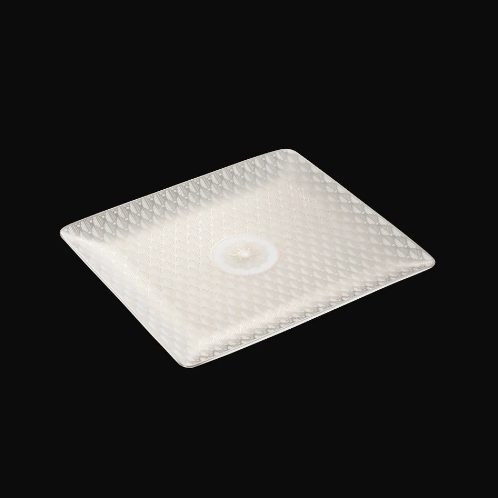 Christofle Porcelain Rectangular Tray Platinum Finish - 17 x 15 cm