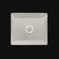 Christofle Porcelain Rectangular Tray Platinum Finish - 17 x 15 cm