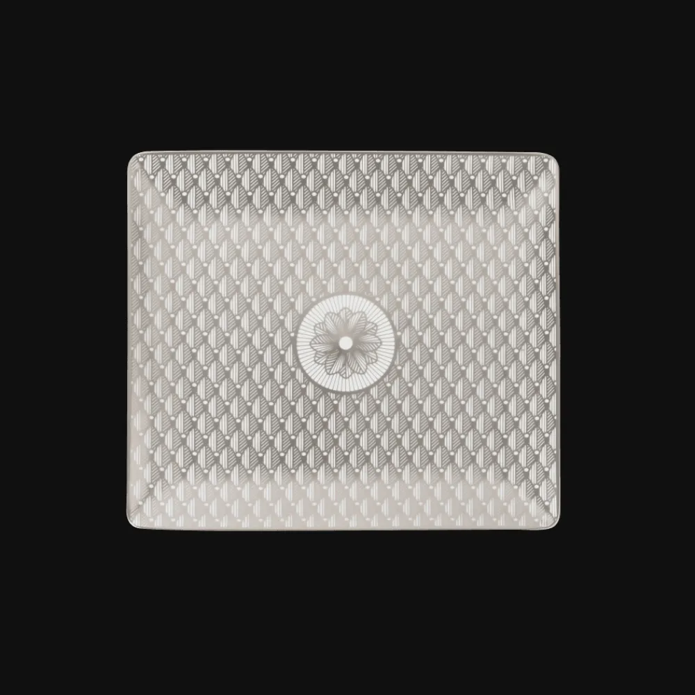Christofle Porcelain Rectangular Tray Platinum Finish - 17 x 15 cm