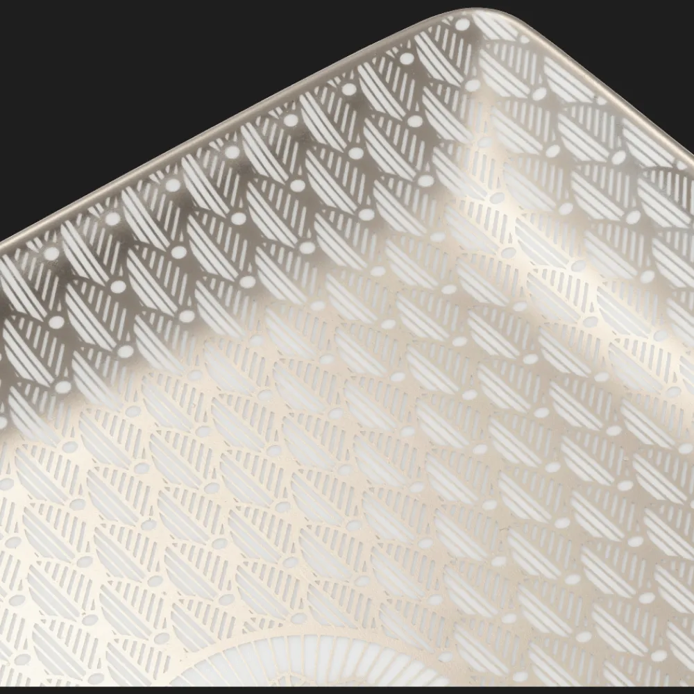 Christofle Porcelain Rectangular Tray Platinum Finish - 17 x 15 cm