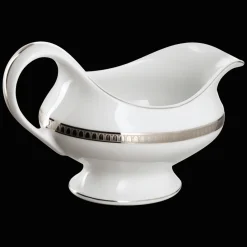 Christofle Porcelain Sauce Plate Platinum finish