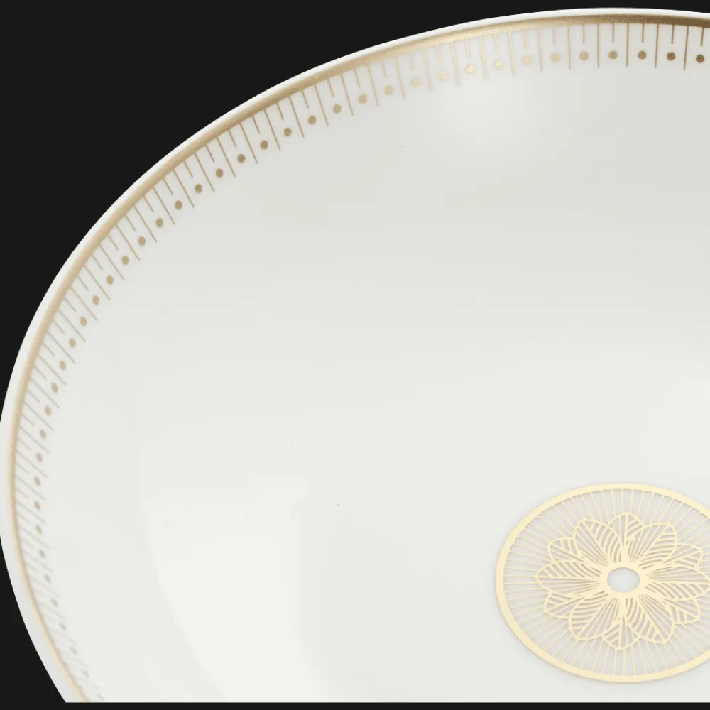 Christofle Porcelain Soup Cereal Bowl Gold Finish