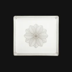 Christofle Rectangular Porcelain Tray Platinum Finish - 22 x 20 cm