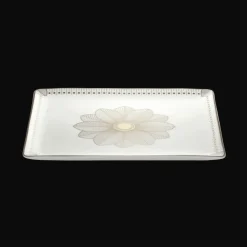 Christofle Rectangular Porcelain Tray Platinum Finish - 22 x 20 cm