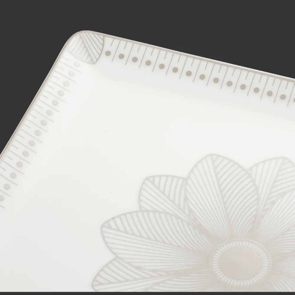 Christofle Rectangular Porcelain Tray Platinum Finish - 22 x 20 cm