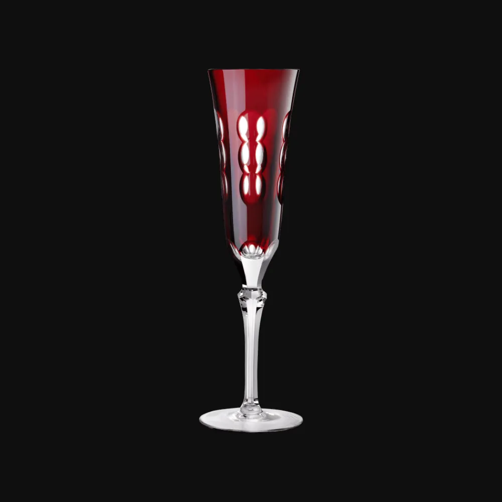 Christofle Red Crystal Champagne Flute