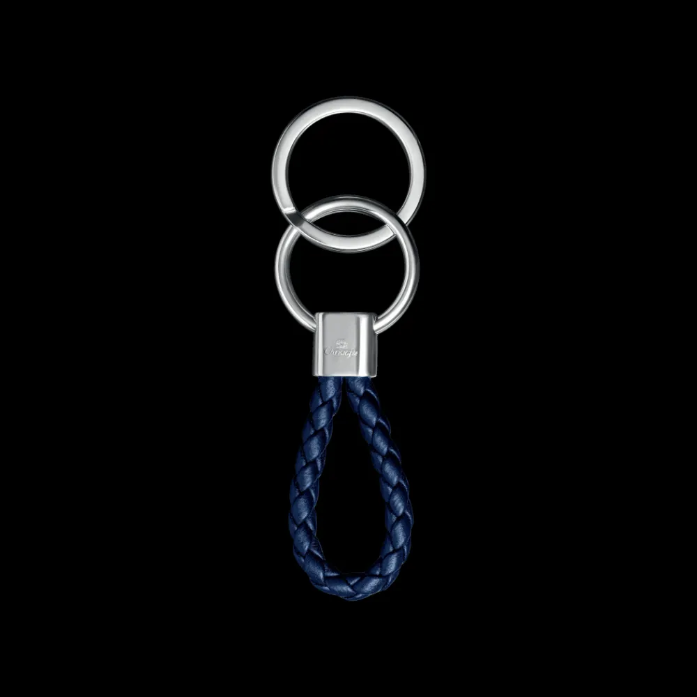 Christofle Rhodium Silver-Plated Blue Key Chain