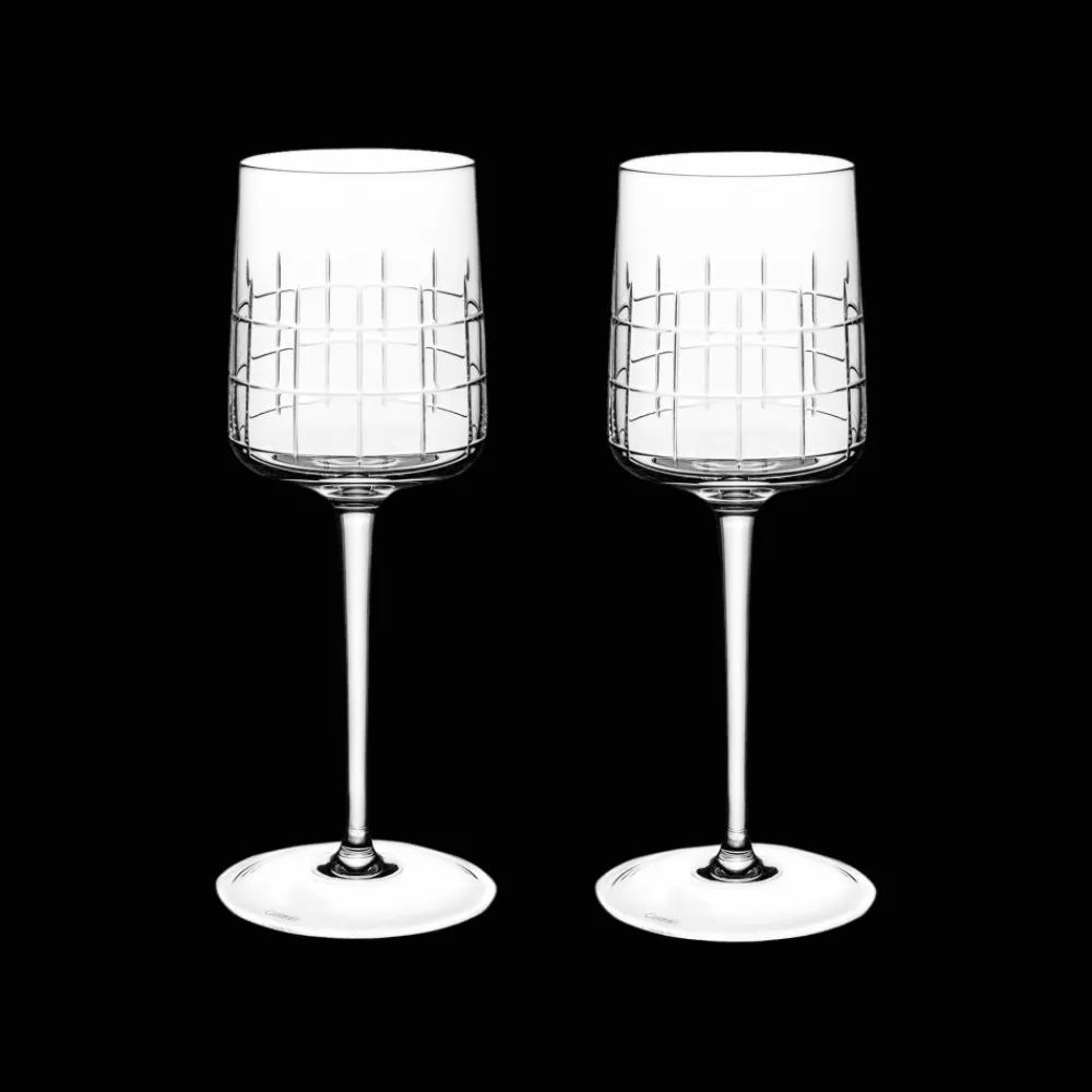 Christofle Set of 2 crystal red wine glasses