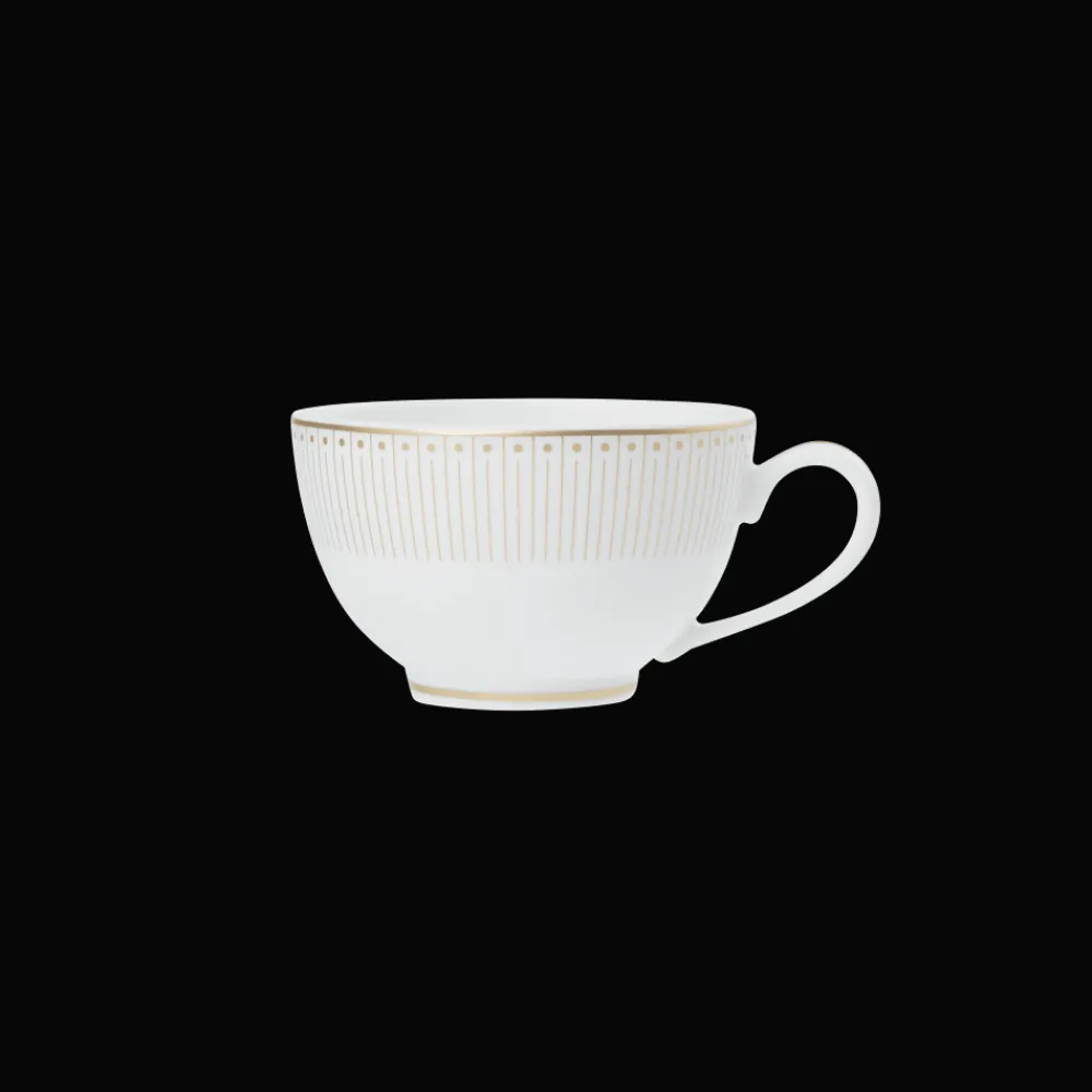Christofle Set of 2 Porcelain Tea Cup and Saucers Gold Finish